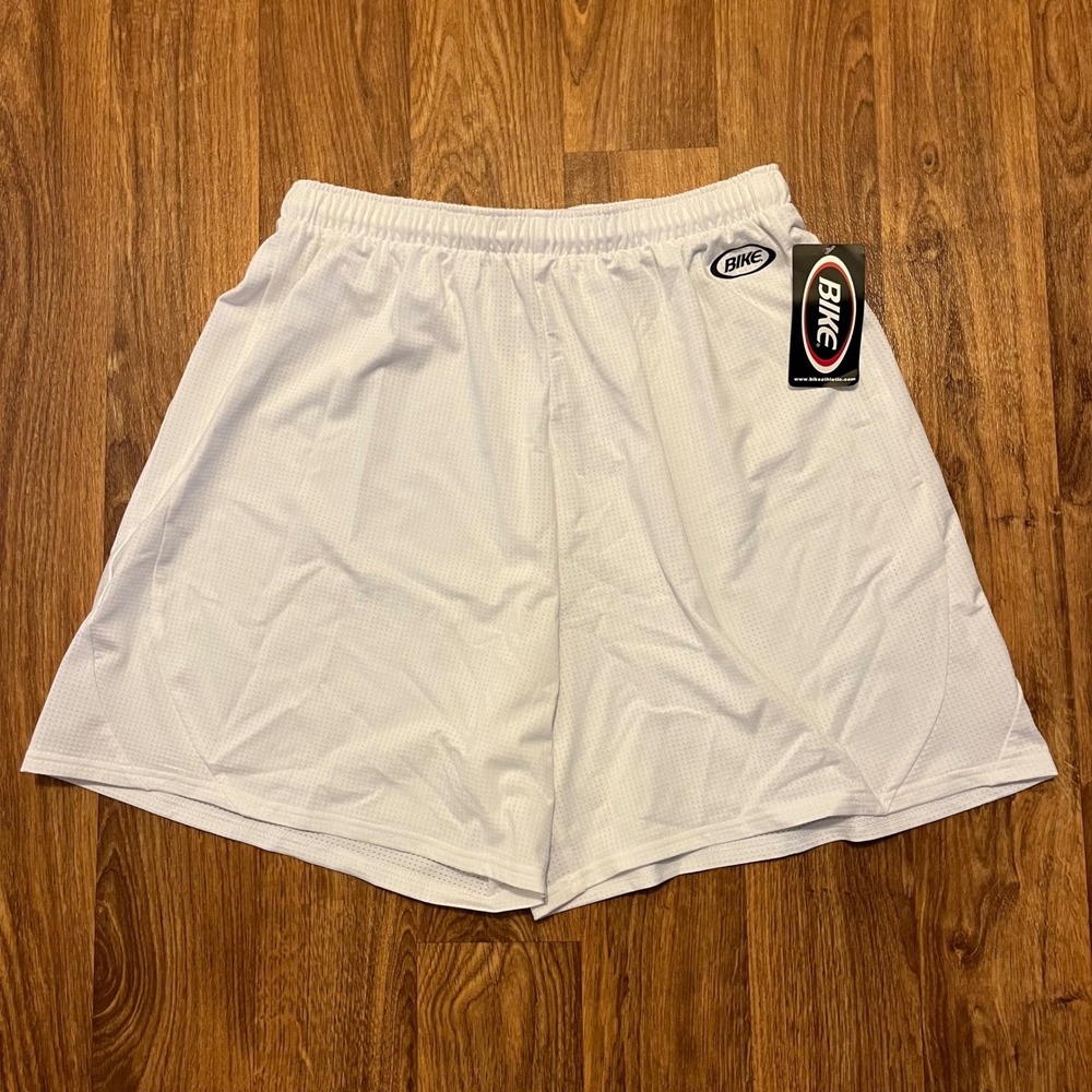 Bike Athletic Shorts Mens XL White L852 Mesh Elastic Waist Gym Sports NWT